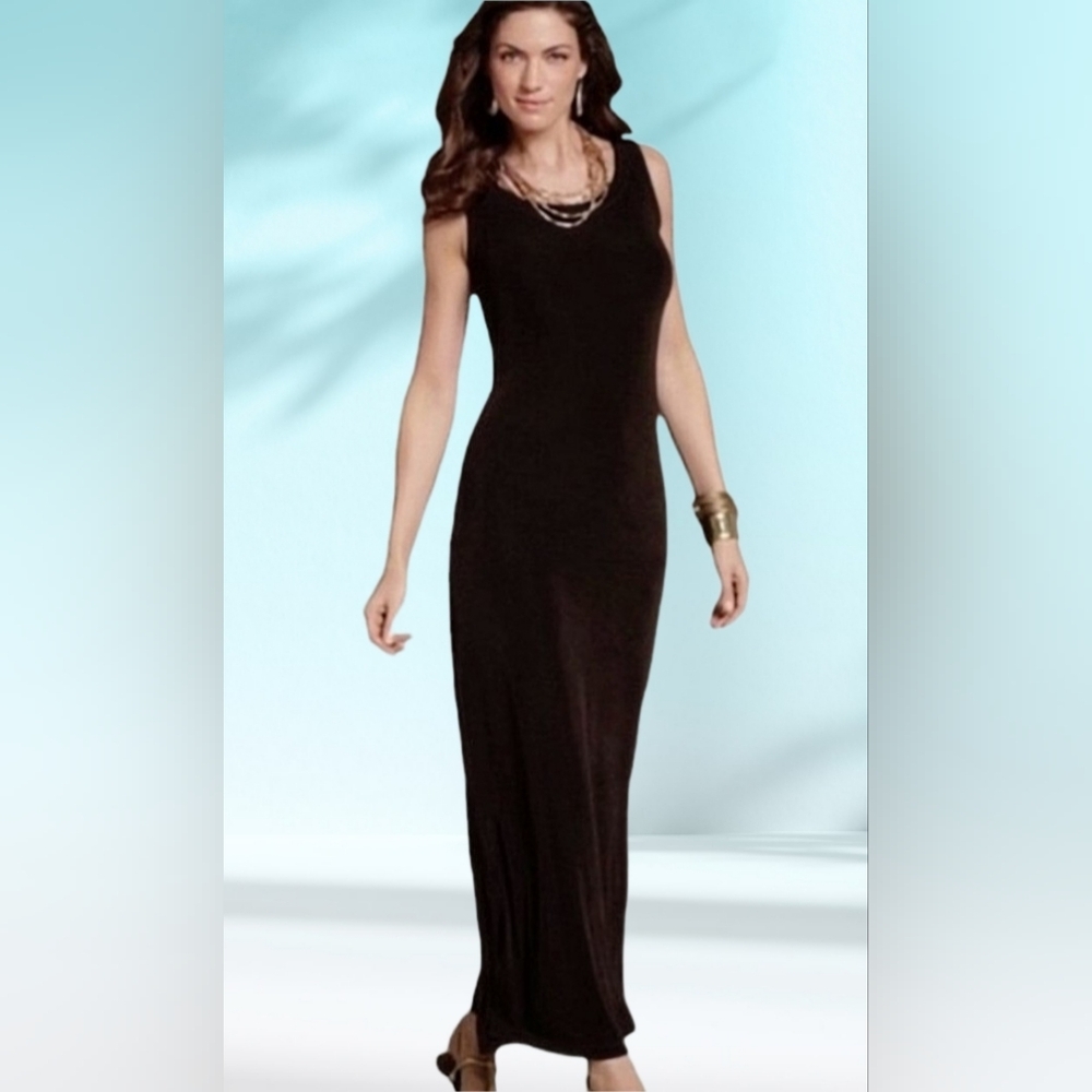 Chico's Travelers Black Sleeveless Maxi Sheath Dress